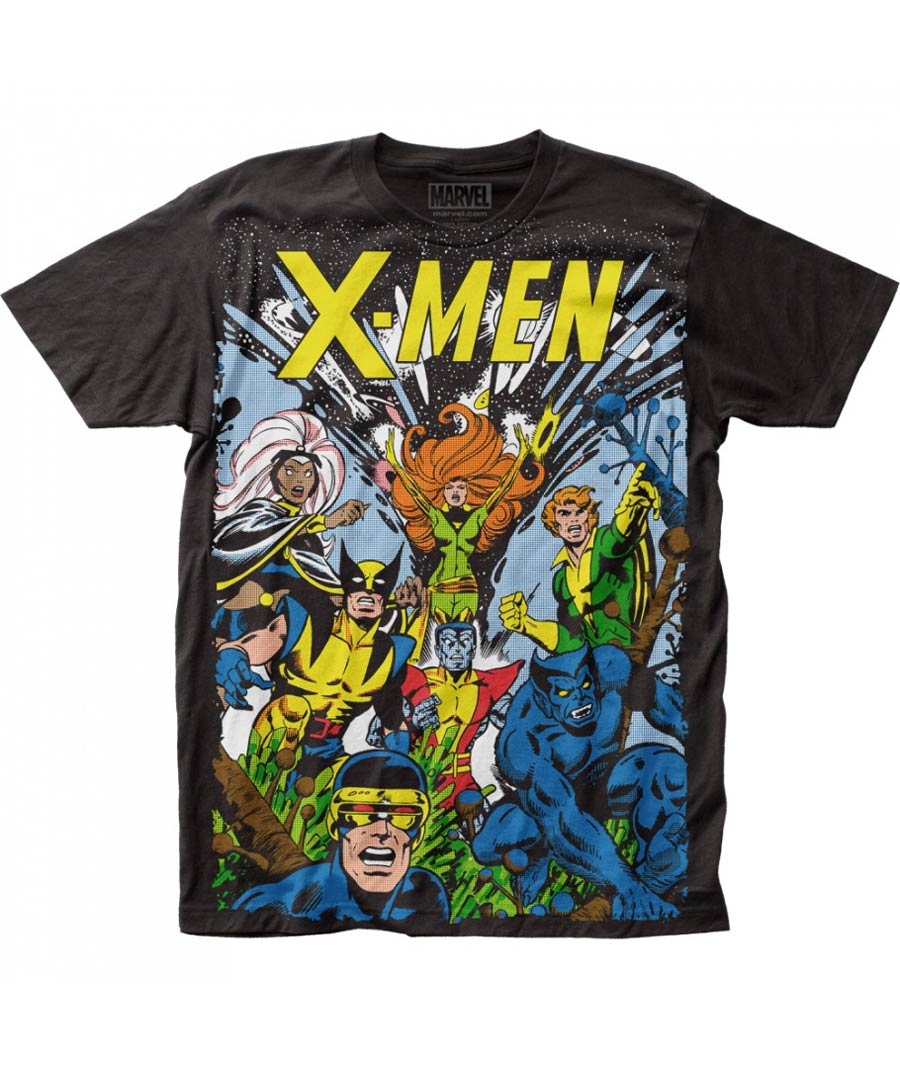 X-Men The Gang Big Print Subway Black T-Shirt Large