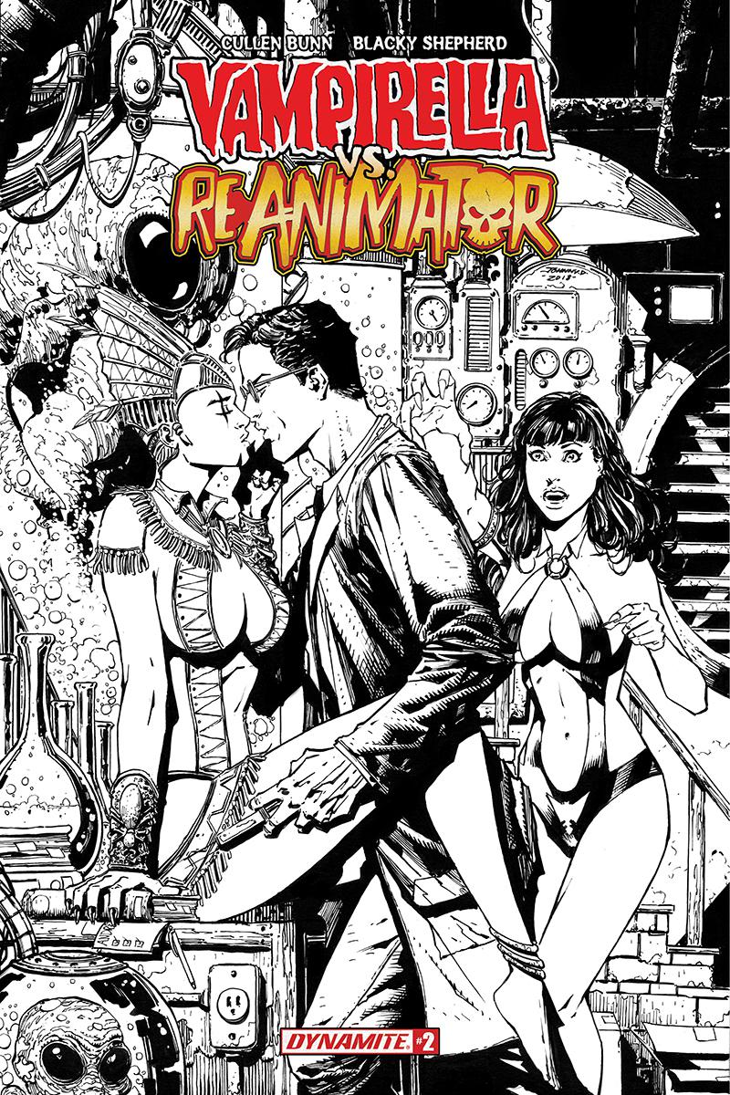 Vampirella vs Reanimator #2 Cover F Incentive Johnny Desjardins Black & White Cover