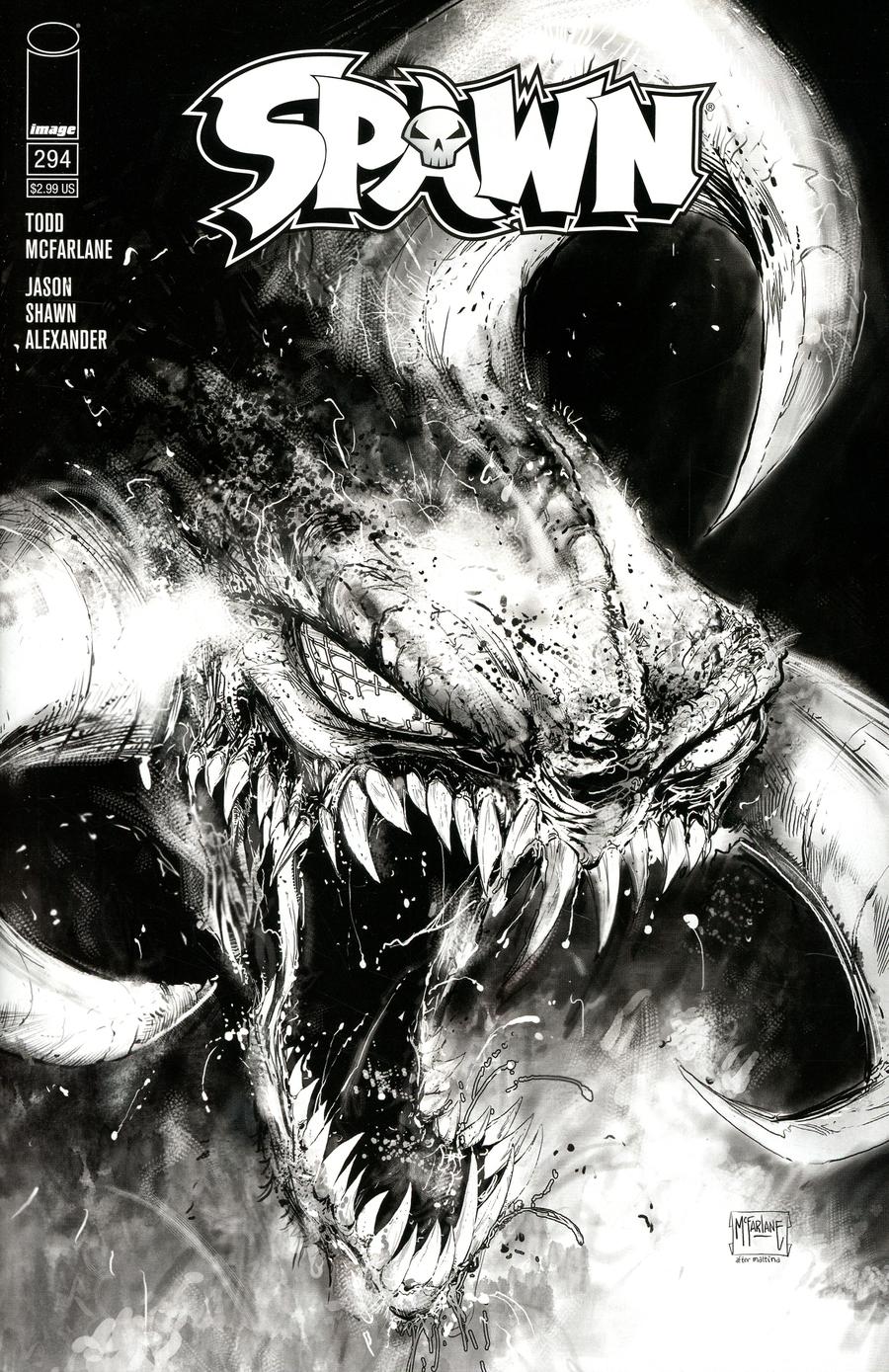 Spawn #294 Cover C Variant Todd McFarlane & Francesco Mattina Black & White Cover