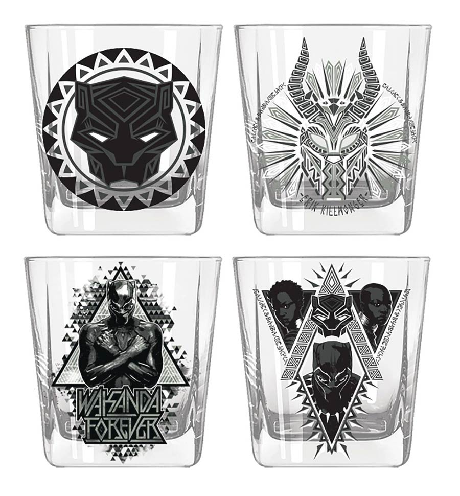 Marvel Heroes Black Panther Wakanda 9-Ounce 4-Piece Glass Set