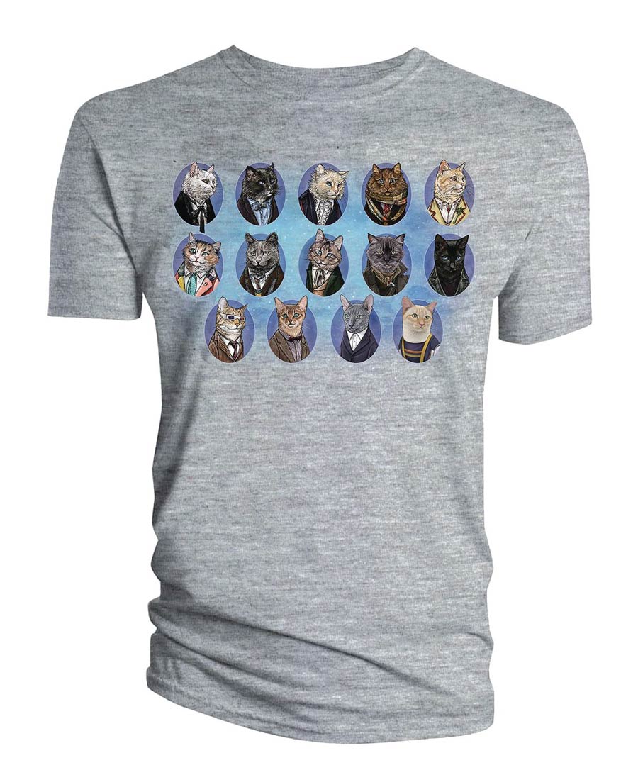 Doctor Who Doctor Cats Gray Ladies T-Shirt Large