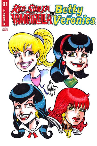 Red Sonja And Vampirella Meet Betty And Veronica #1 Cover U Ken Haeser 4-Character Remarked Edition