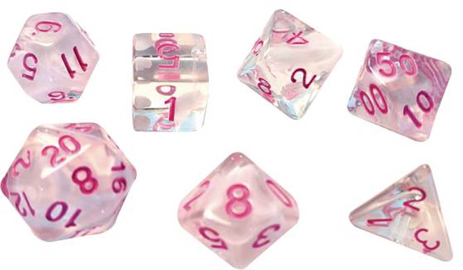 Sirius Dice Set - White Cloud And Pink Ink