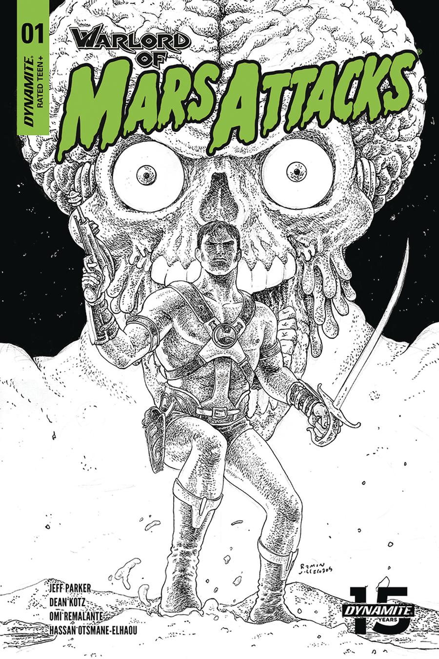 Warlord Of Mars Attacks #1 Cover H Incentive Ramon Villalobos Black & White Cover