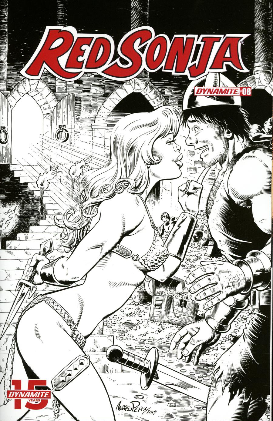 Red Sonja Vol 8 #8 Cover O Incentive Andrew Pepoy Seduction Black & White Cover