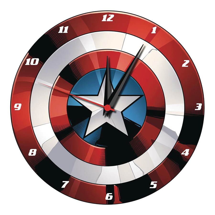 Captain America Shield 13.5-Inch Wood Wall Clock