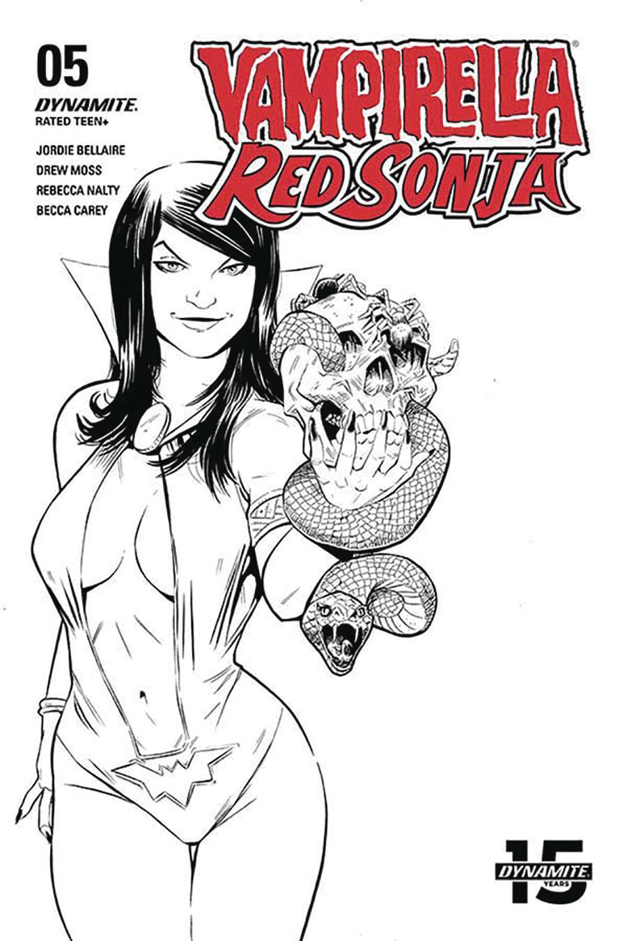 Vampirella Red Sonja #5 Cover I Incentive Drew Moss Then And Now Black & White Cover