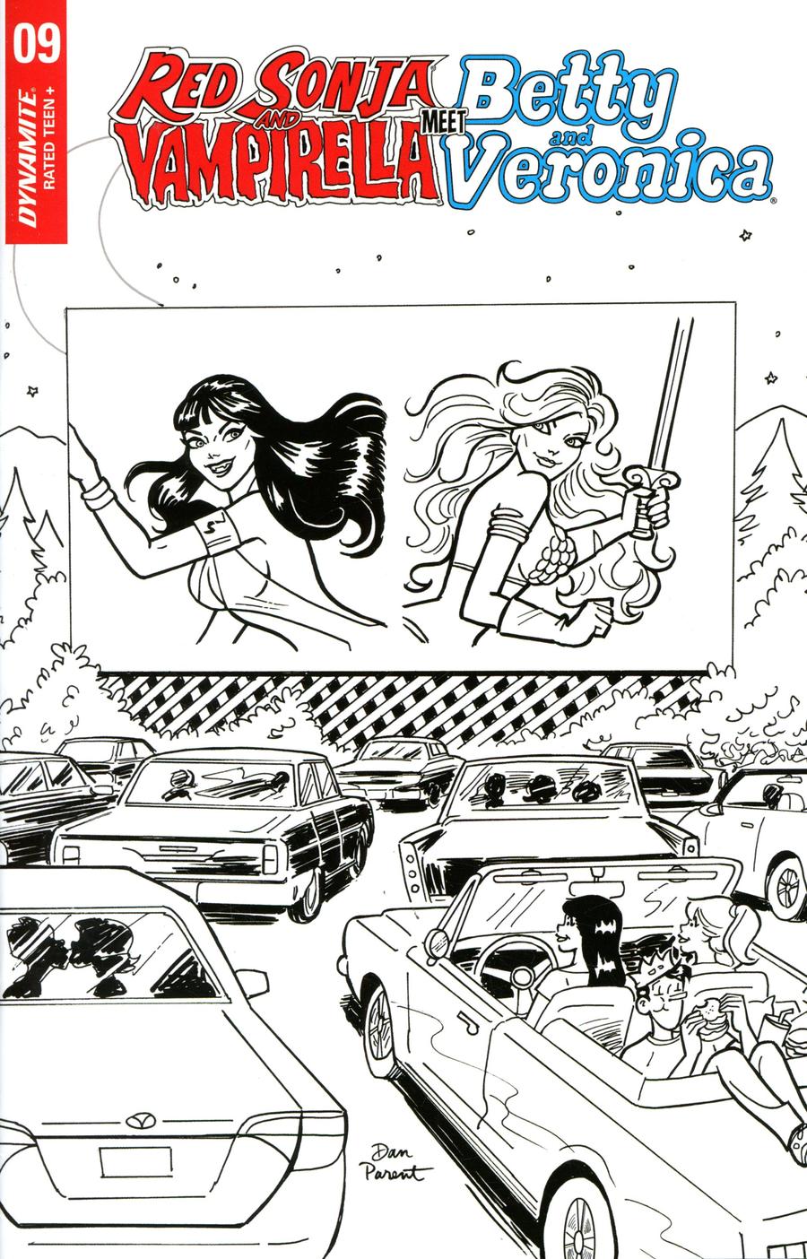 Red Sonja And Vampirella Meet Betty And Veronica #9 Cover G Incentive Dan Parent Black & White Cover