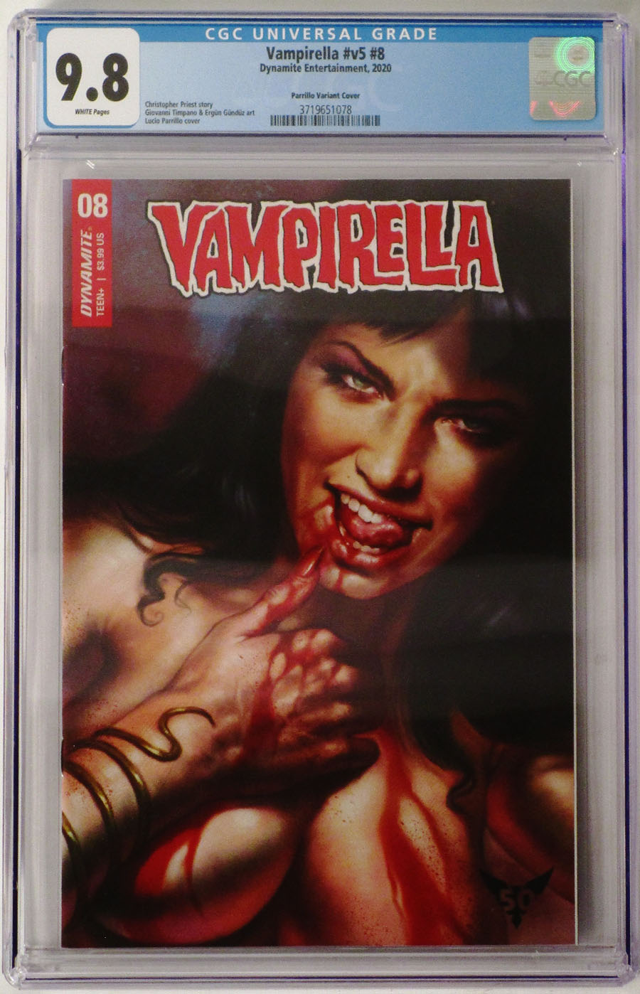 Vampirella Vol 8 #8 Cover Z-D Incentive Lucio Parrillo Variant Cover CGC Graded 9.8