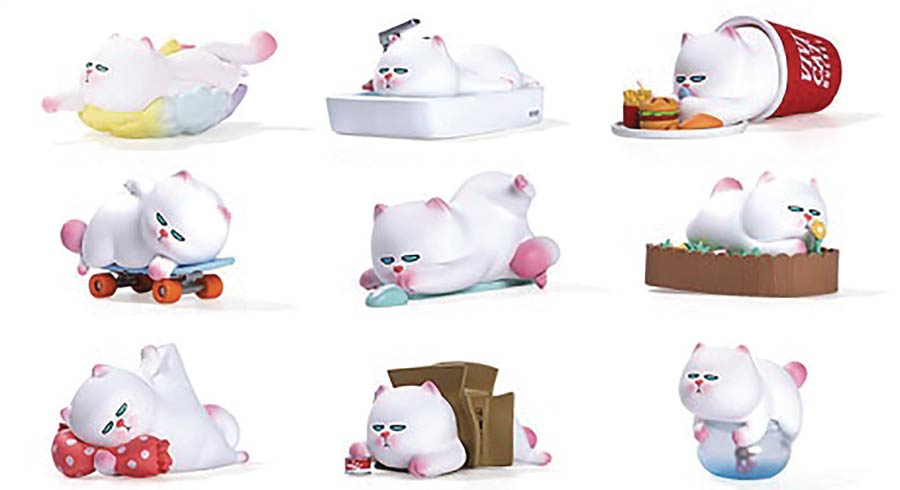 Pop Mart Vivi Cat Lazily Lying Prone Cat Series Mini Figure Blind Mystery Box 9-Piece Display