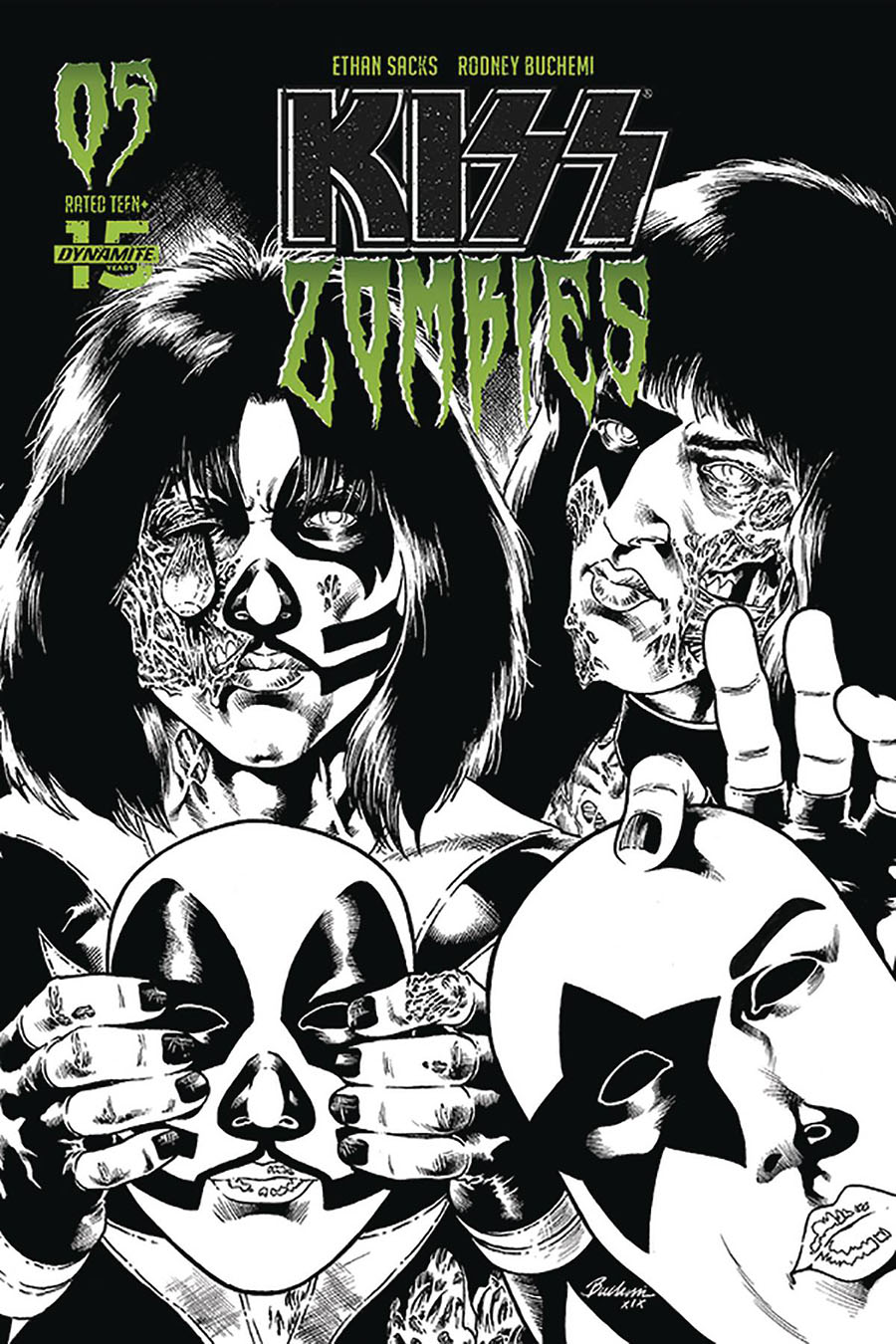 KISS Zombies #5 Cover L Incentive Rodney Buchemi Black & White Cover