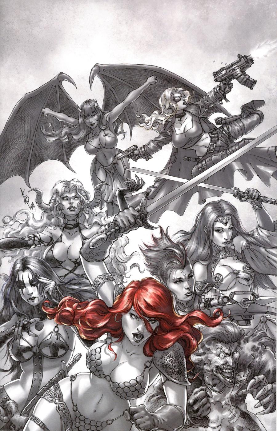 Red Sonja Age Of Chaos #1 Cover J Incentive Alan Quah Black & White Red Virgin Cover