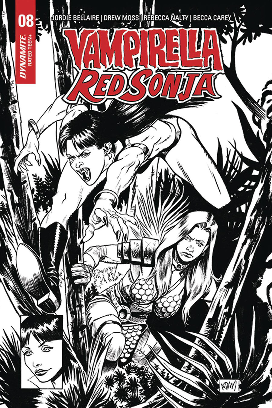 Vampirella Red Sonja #8 Cover K Incentive Adam Gorham Todd McFarlane Homage Black & White Variant Cover