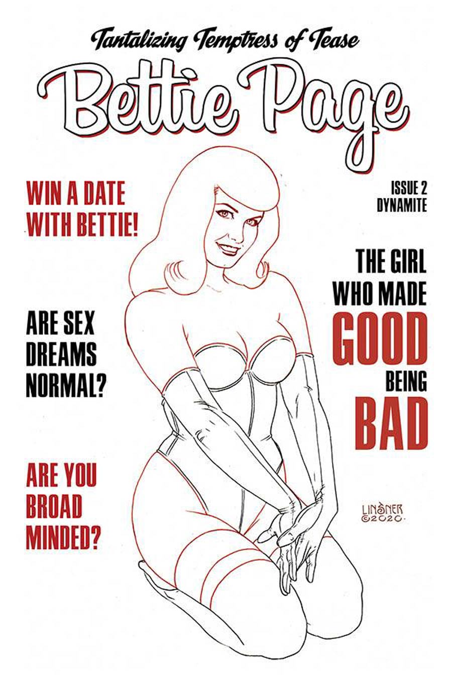 Bettie Page Vol 3 #2 Cover P Incentive Joseph Michael Linsner Black & White Cover