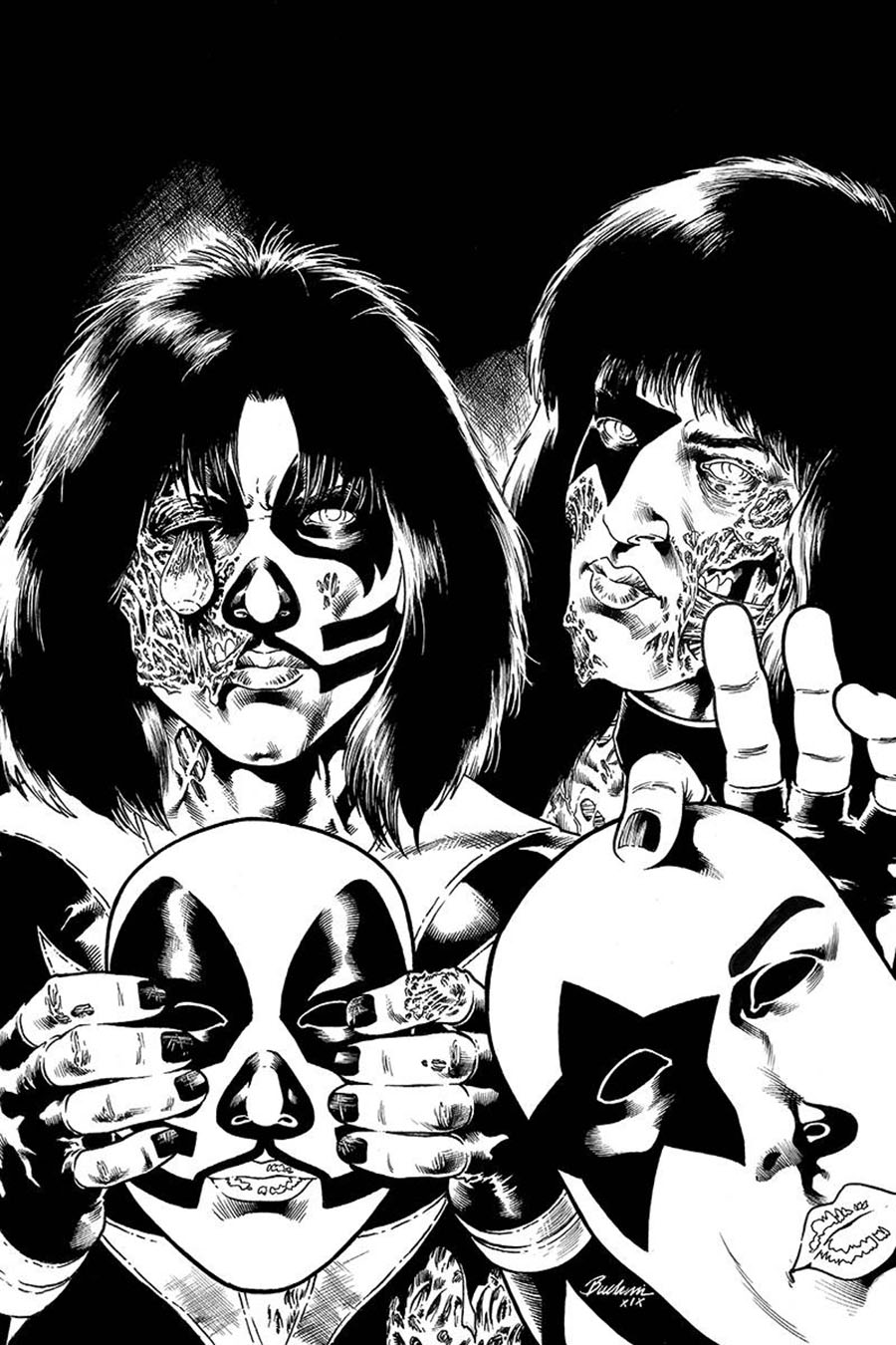 KISS Zombies #5 Cover I Incentive Rodney Buchemi Black & White Virgin Cover