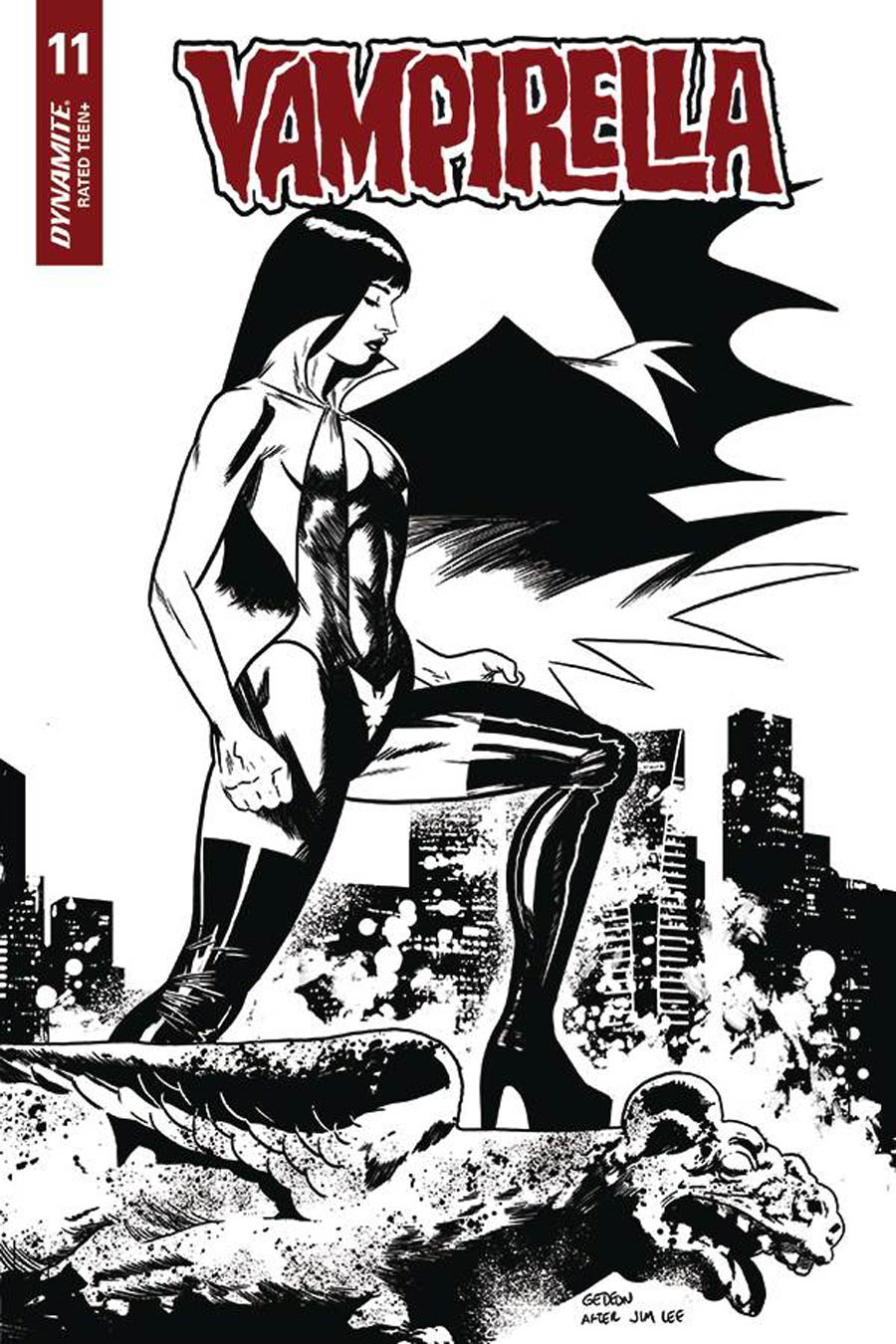 Vampirella Vol 8 #11 Cover O Incentive Juan Gedeon Jim Lee Homage Black & White Cover