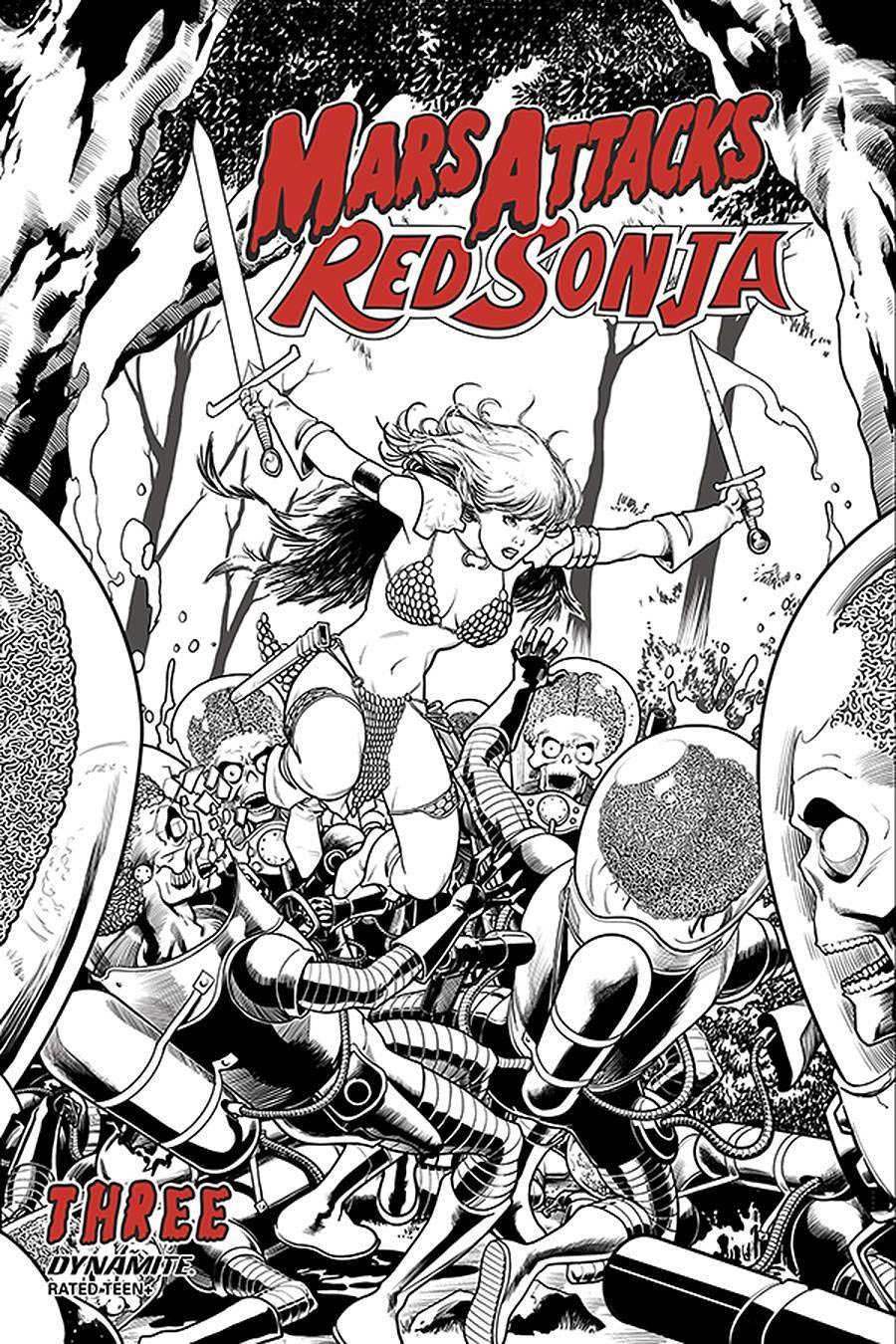 Mars Attacks Red Sonja #3 Cover E Incentive Barry Kitson Black & White Cover