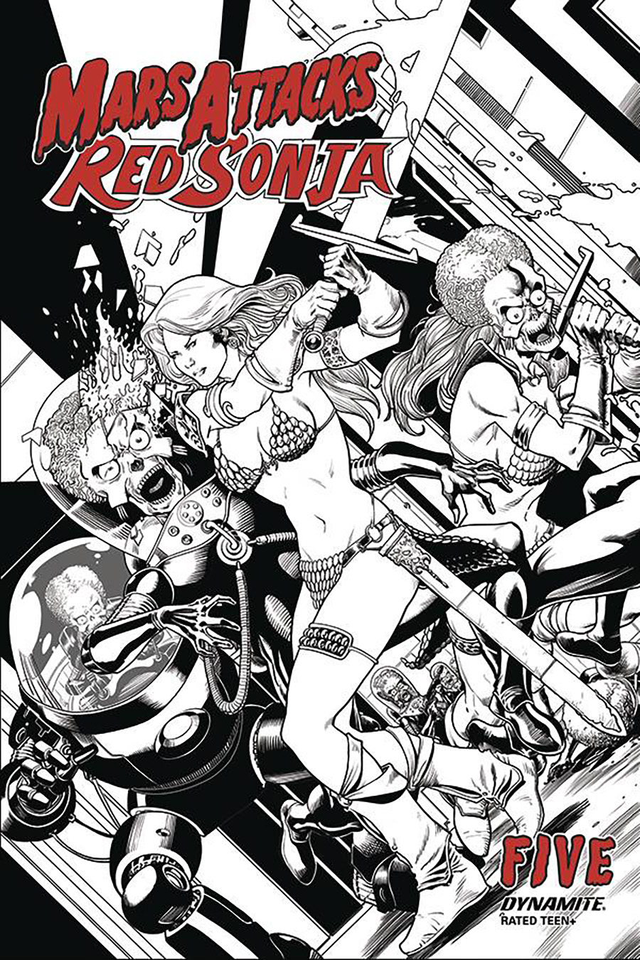 Mars Attacks Red Sonja #5 Cover E Incentive Barry Kitson Black & White Cover