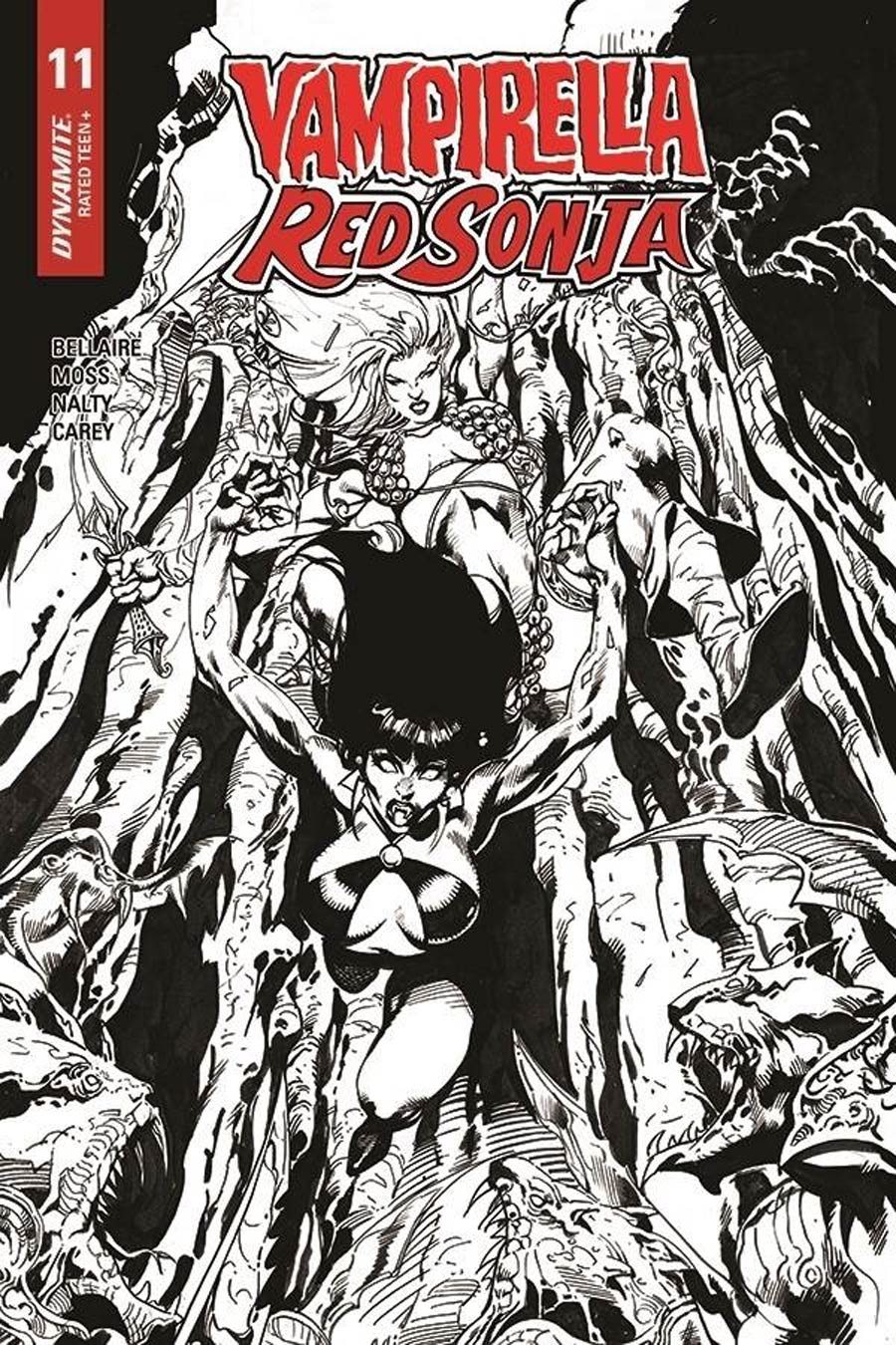 Vampirella Red Sonja #11 Cover H Incentive Roberto Castro Black & White Cover