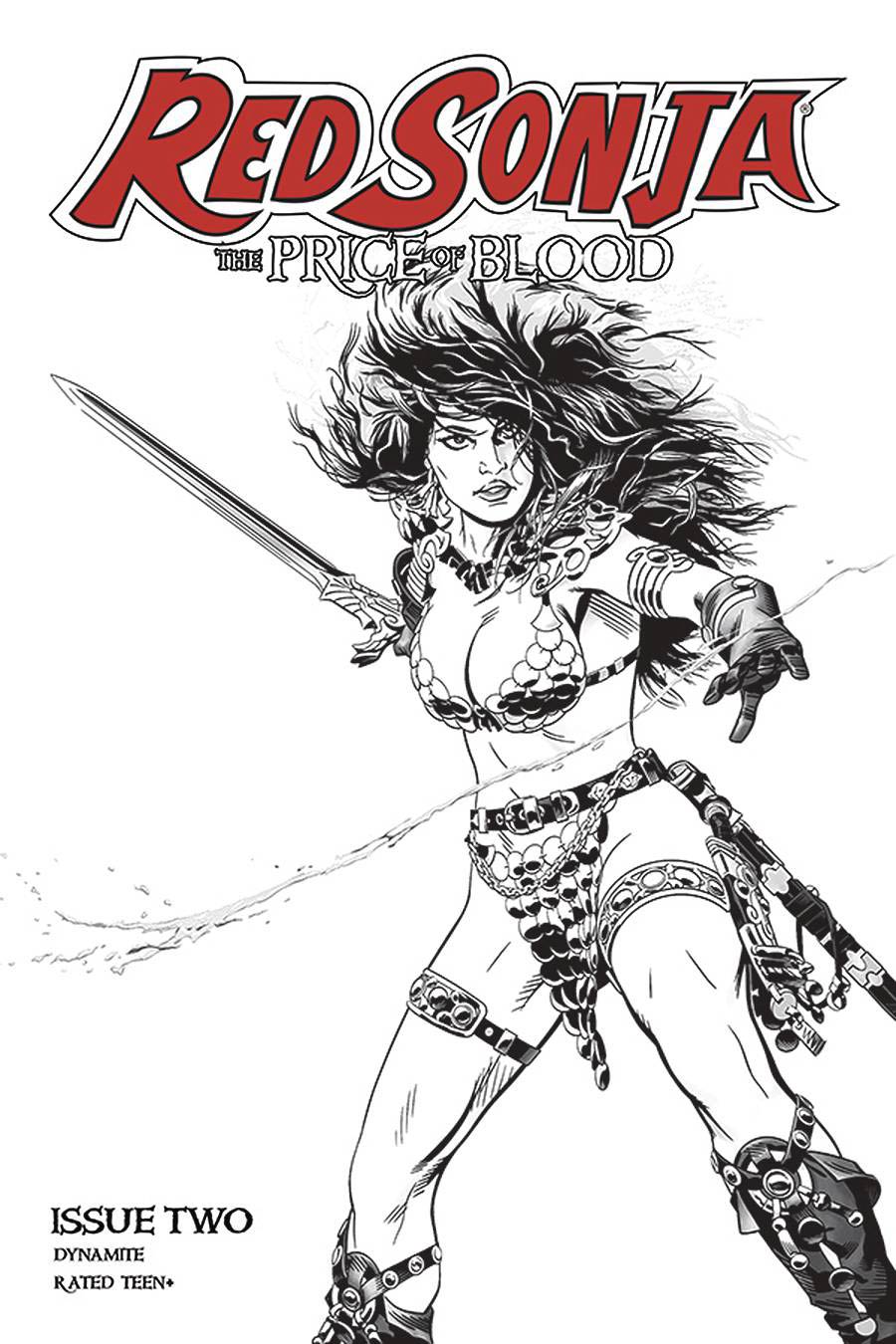 Red Sonja Price Of Blood #2 Cover F Incentive Michael Golden Black & White Cover