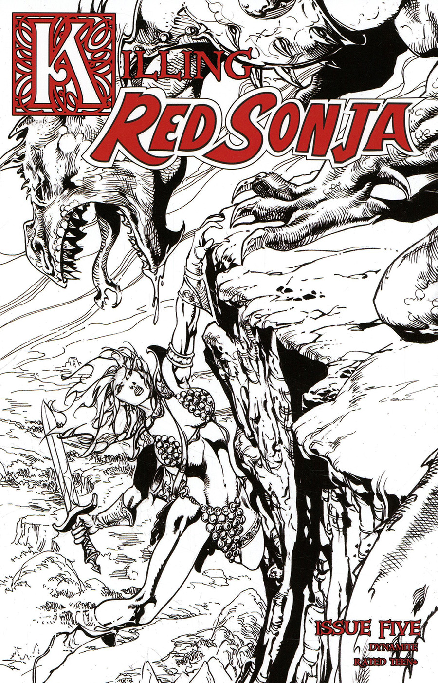 Killing Red Sonja #5 Cover D Incentive Roberto Castro Black & White Cover