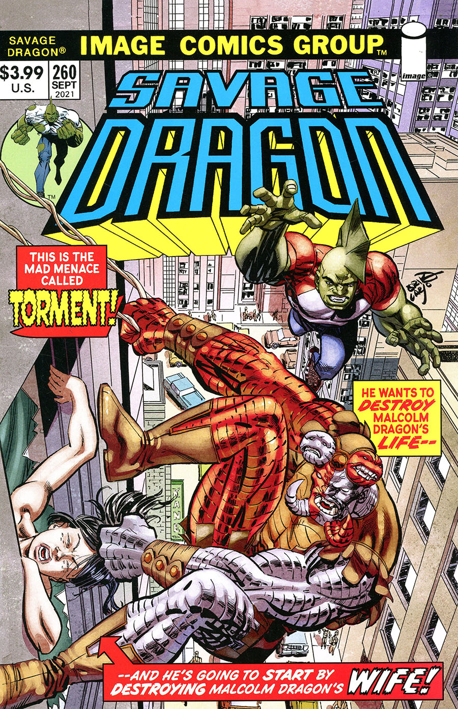 Savage Dragon Vol 2 #260 Cover B Variant Erik Larsen Retro 1970s Trade Dress Cover