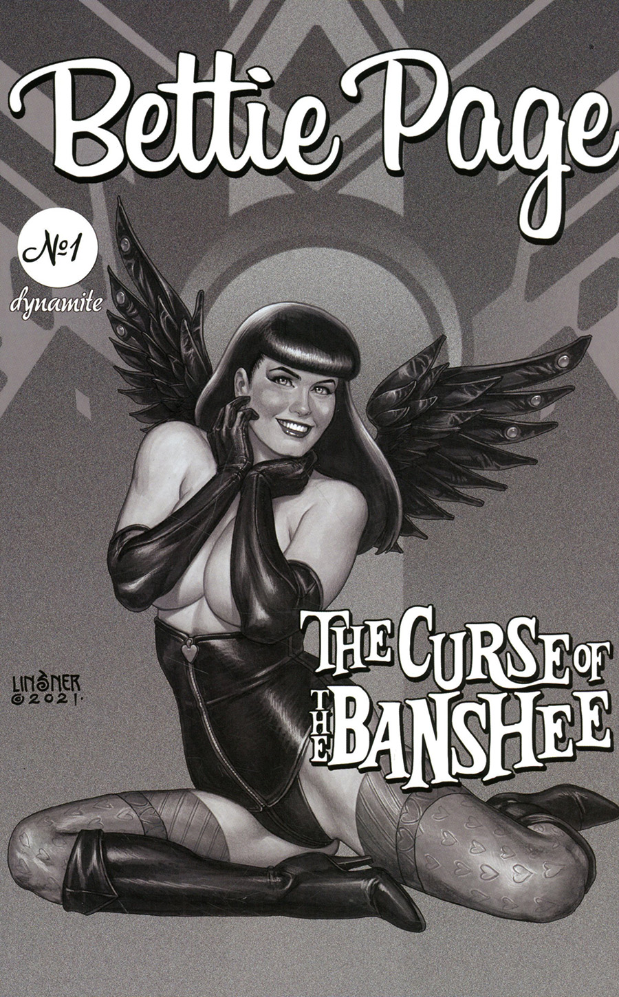 Bettie Page And The Curse Of The Banshee #1 Cover S Incentive Joseph Michael Linsner Black & White Cover