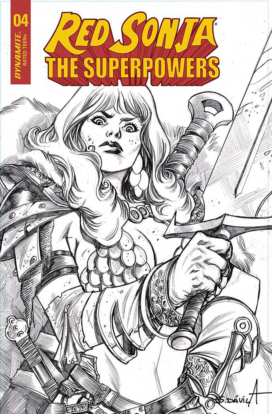 Red Sonja The Superpowers #4 Cover M Incentive Sergio Davila Black & White Cover