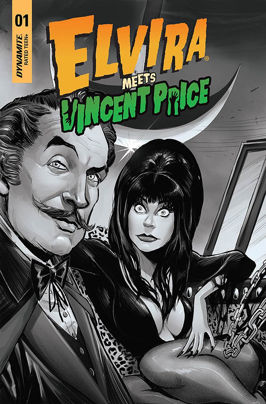 Elvira Meets Vincent Price #1 Cover I Incentive Juan Samu Black & White Cover