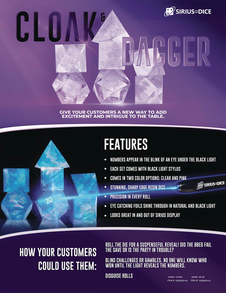 Cloak & Dagger RPG Dice Set - Blue