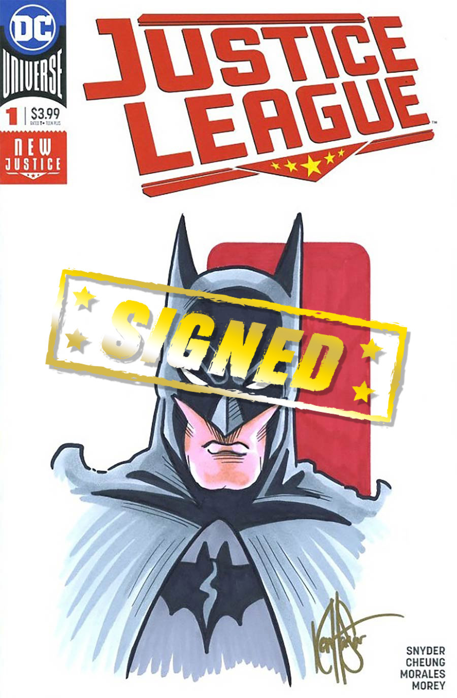 Justice League Vol 4 #1 Cover Z-B DF Signed & Remarked By Ken Haeser