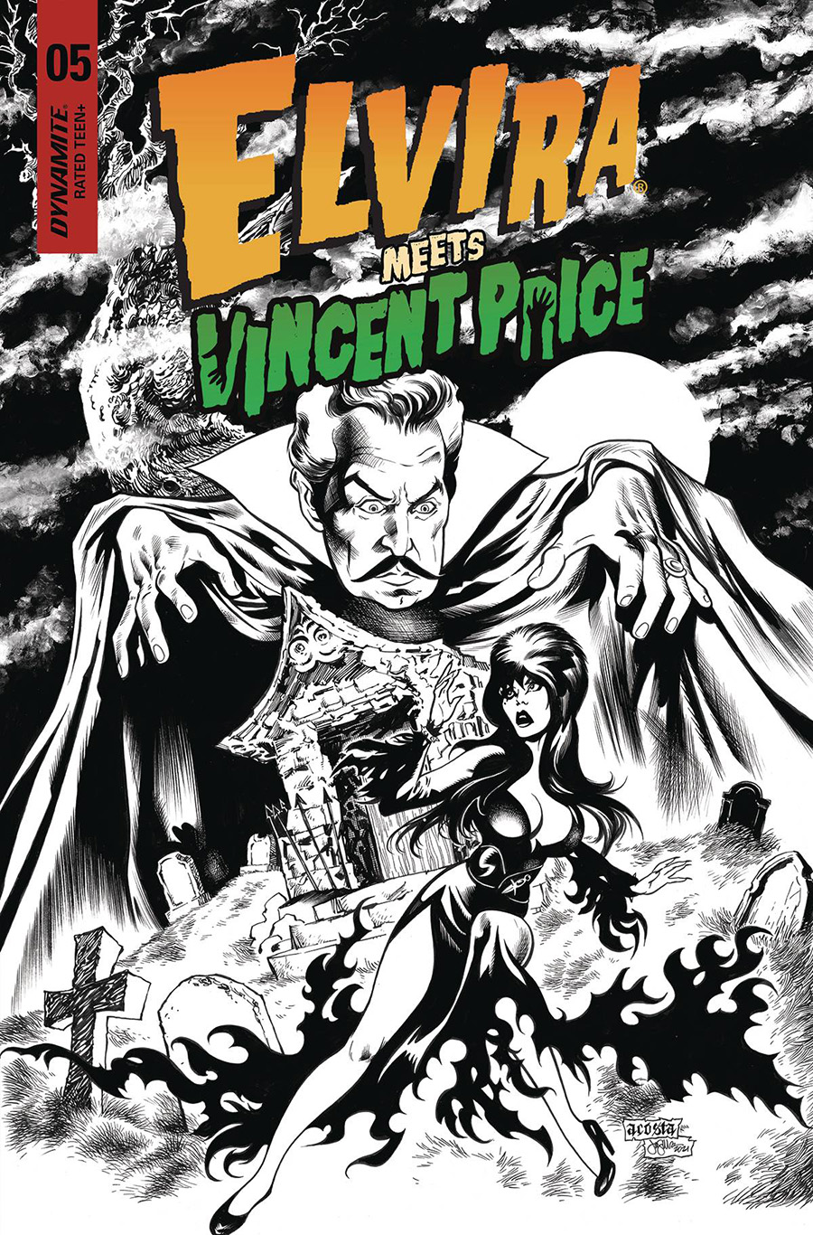 Elvira Meets Vincent Price #5 Cover G Incentive Dave Acosta Line Art Cover