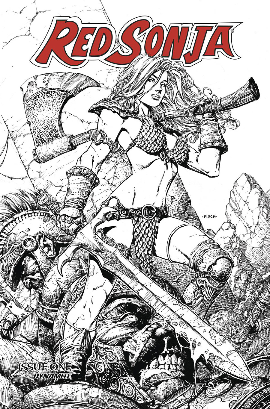 Red Sonja Price Of Blood #1 Cover Z-B David Finch Special Edition Line Art Dressed Crowdfunder Cover