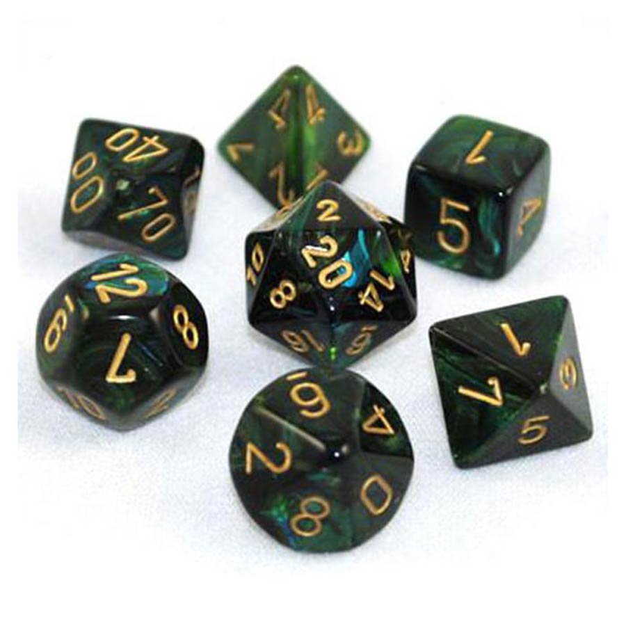 Scarab Mini-Polyhedral Jade/Gold 7-Die Set