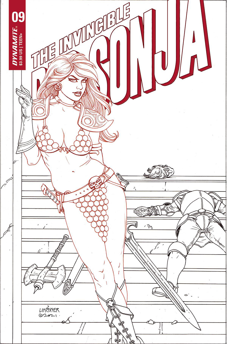 Invincible Red Sonja #9 Cover I Incentive Joseph Michael Linsner Black & White Cover