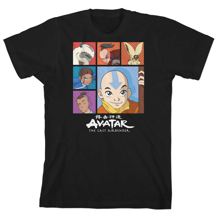 Avatar The Last Airbender Characters Black Youth T-Shirt Large