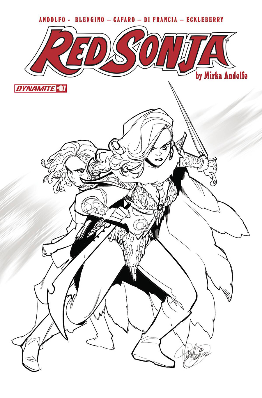 Red Sonja Vol 9 #7 Cover F Incentive Mirka Andolfo Black & White Cover