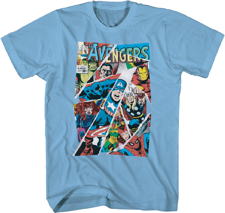 Marvel Avengers Torn Light Blue T-Shirt Large