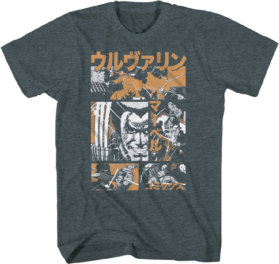 Marvel Tokyo Wolverine Charcoal Heather T-Shirt Large