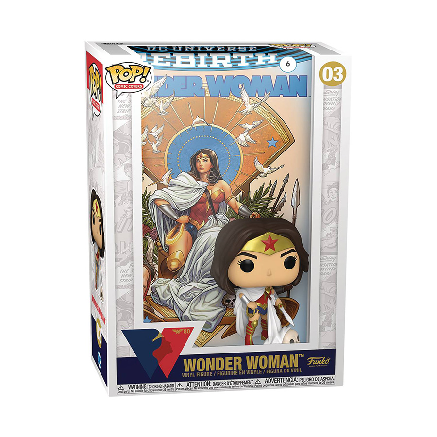 POP Vinyl Comic Cover Wonder Woman 80th Anniversary Wonder Woman Rebirth On Throne Vinyl Figure