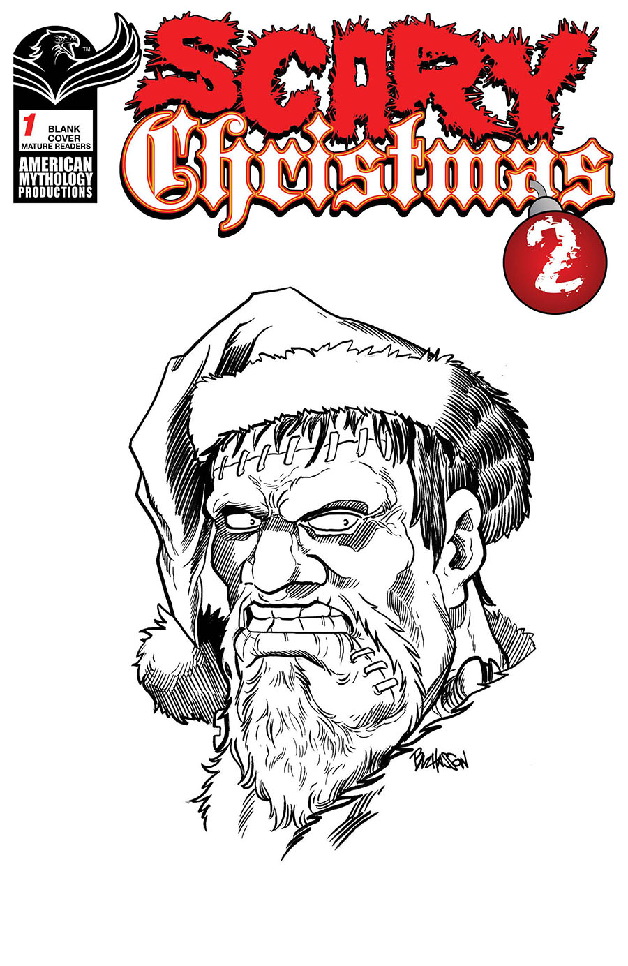 Scary Christmas Vol 2 #1 Cover D Buz Hasson Original Frankenclaus Hand-Drawn Sketch Cover