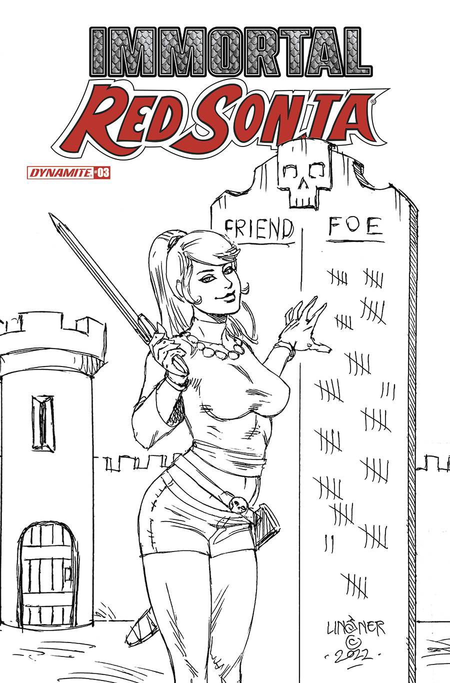 Immortal Red Sonja #3 Cover G Incentive Joseph Michael Linsner Black & White Cover