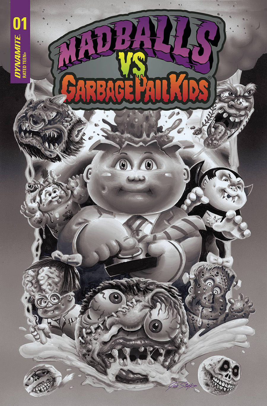 Madballs vs Garbage Pail Kids #1 Cover G Incentive Joe Simko Black & White Cover