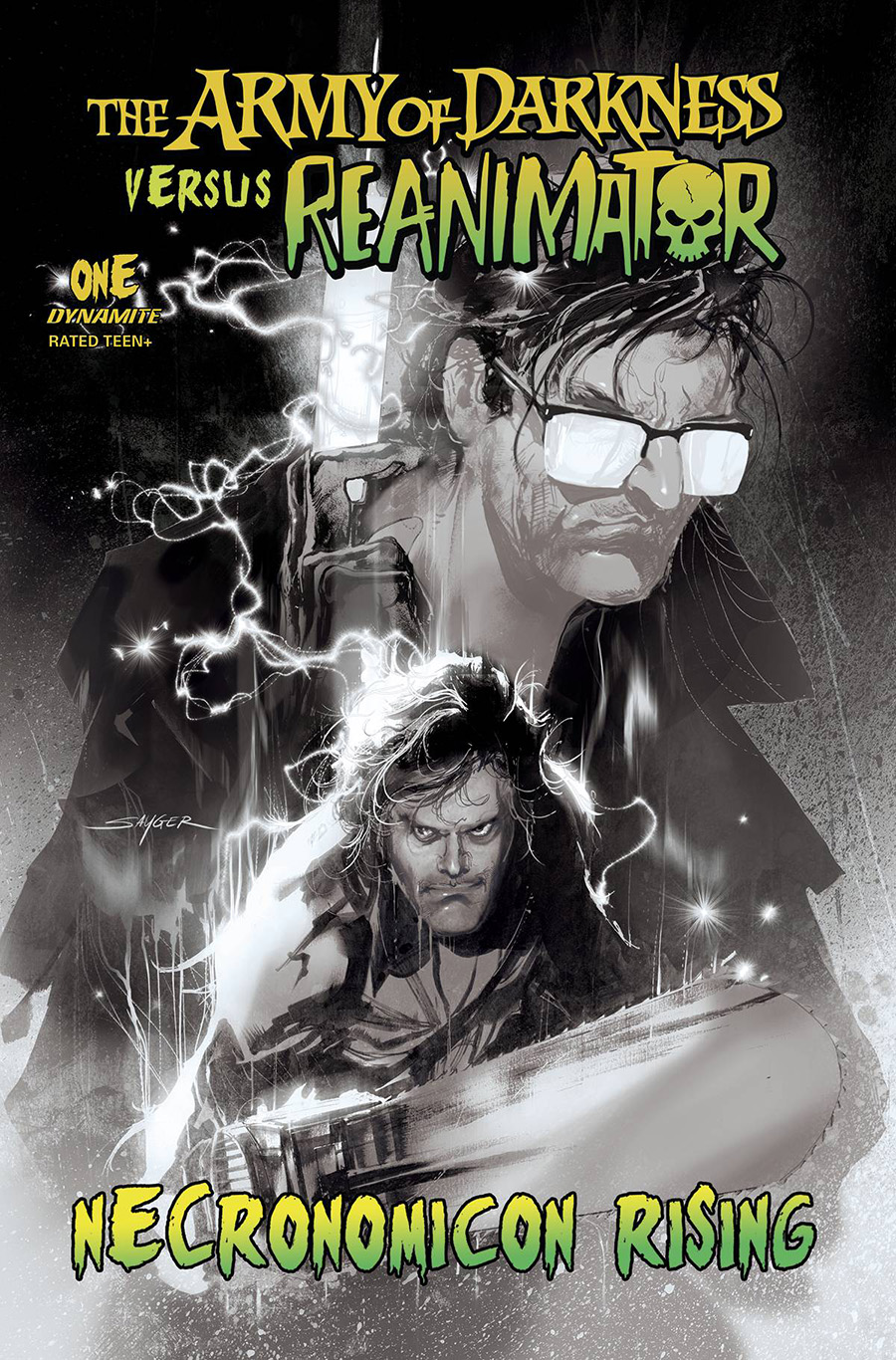 Army Of Darkness vs Reanimator Necronomicon Rising #1 Cover G Incentive Stuart Sayger Black & White Cover