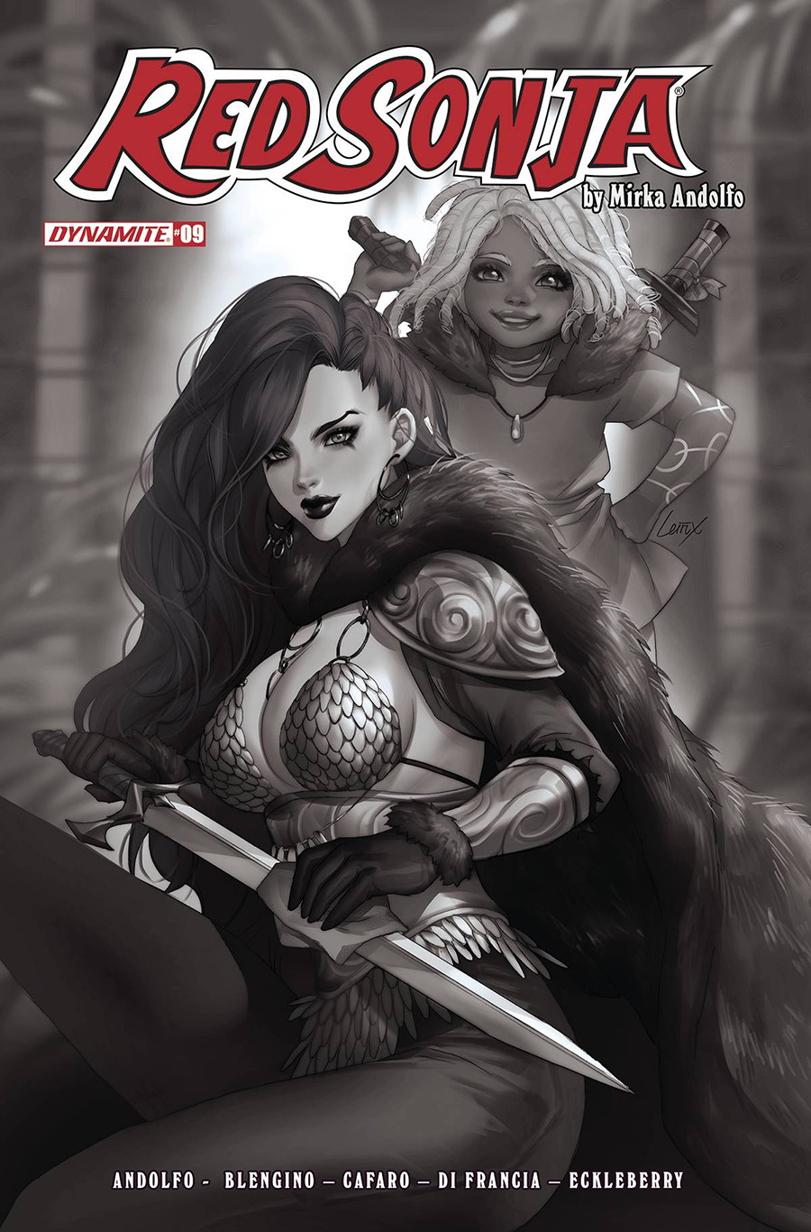 Red Sonja Vol 9 #9 Cover O Incentive Lesley Leirix Li Black & White Cover