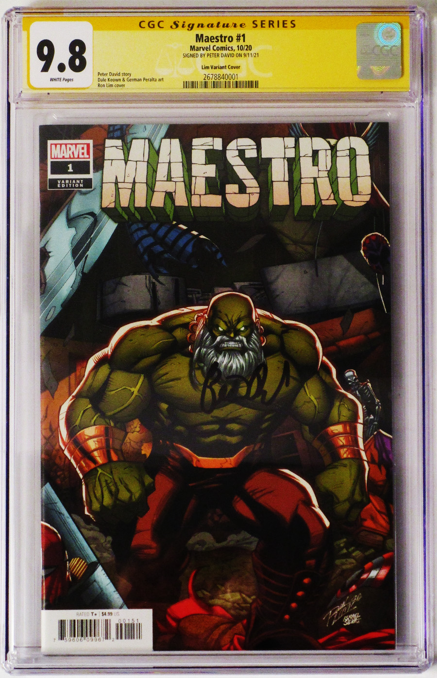 Maestro #1 Cover J Variant Ron Lim Cover Signed By Peter David CGC 9.8