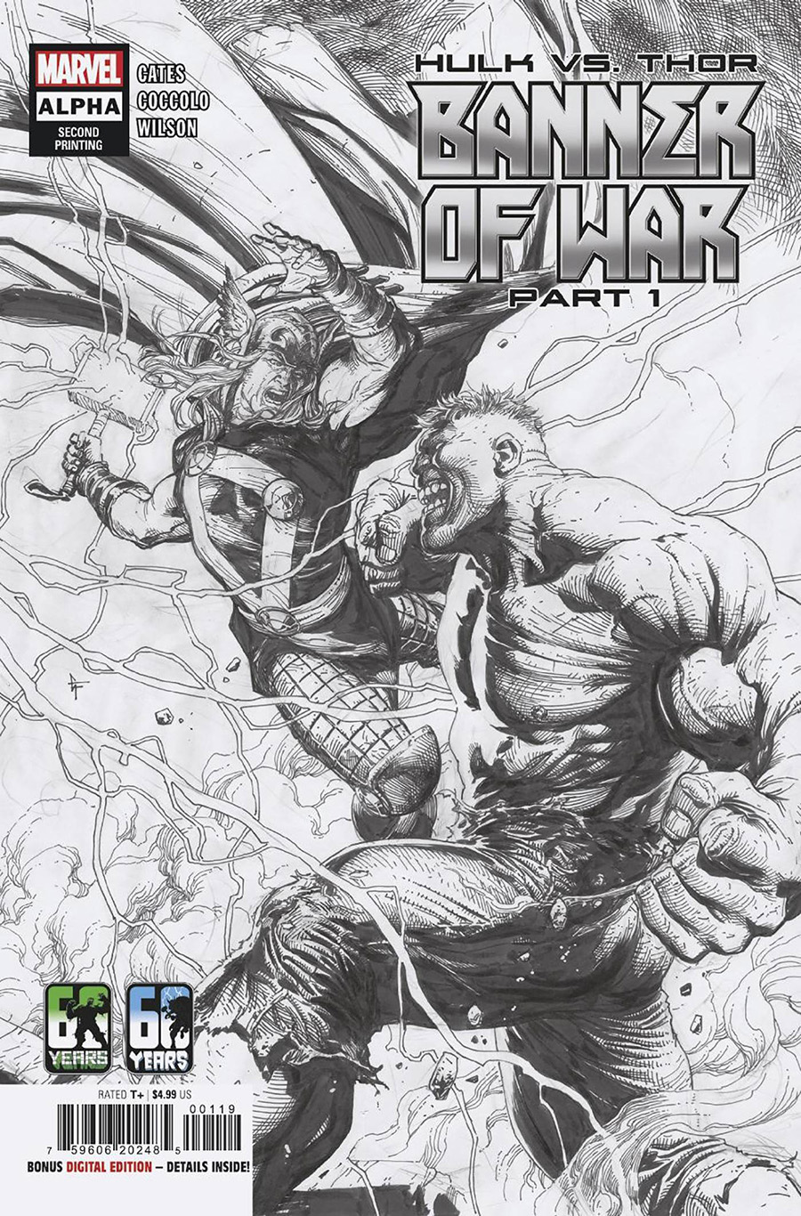 Hulk vs Thor Banner Of War Alpha #1 (One Shot) Cover I 2nd Ptg Incentive Gary Frank Sketch Cover (Banner Of War Part 1)