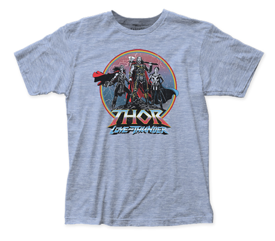 Thor Love And Thunder Trio Circle Fitted Jersey Blue Heather T-Shirt Large