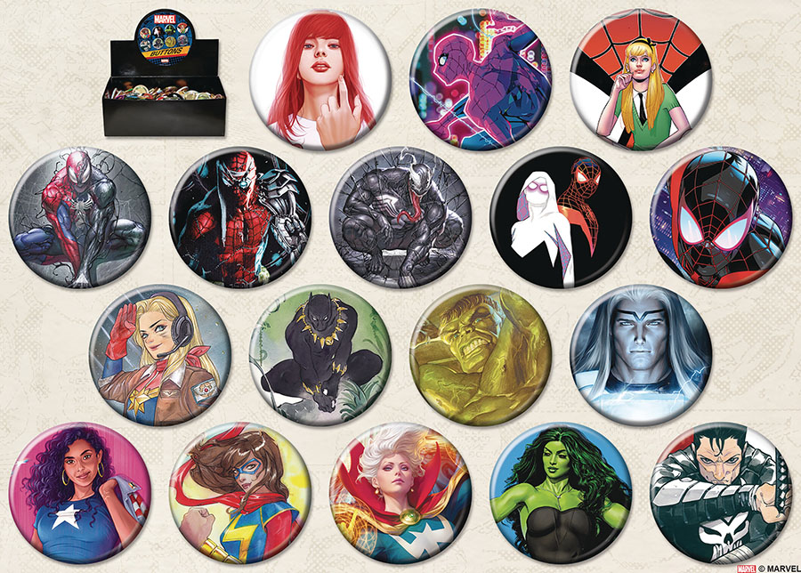 Marvel Comics Covers Button Series 1 144-Piece Assortment Case