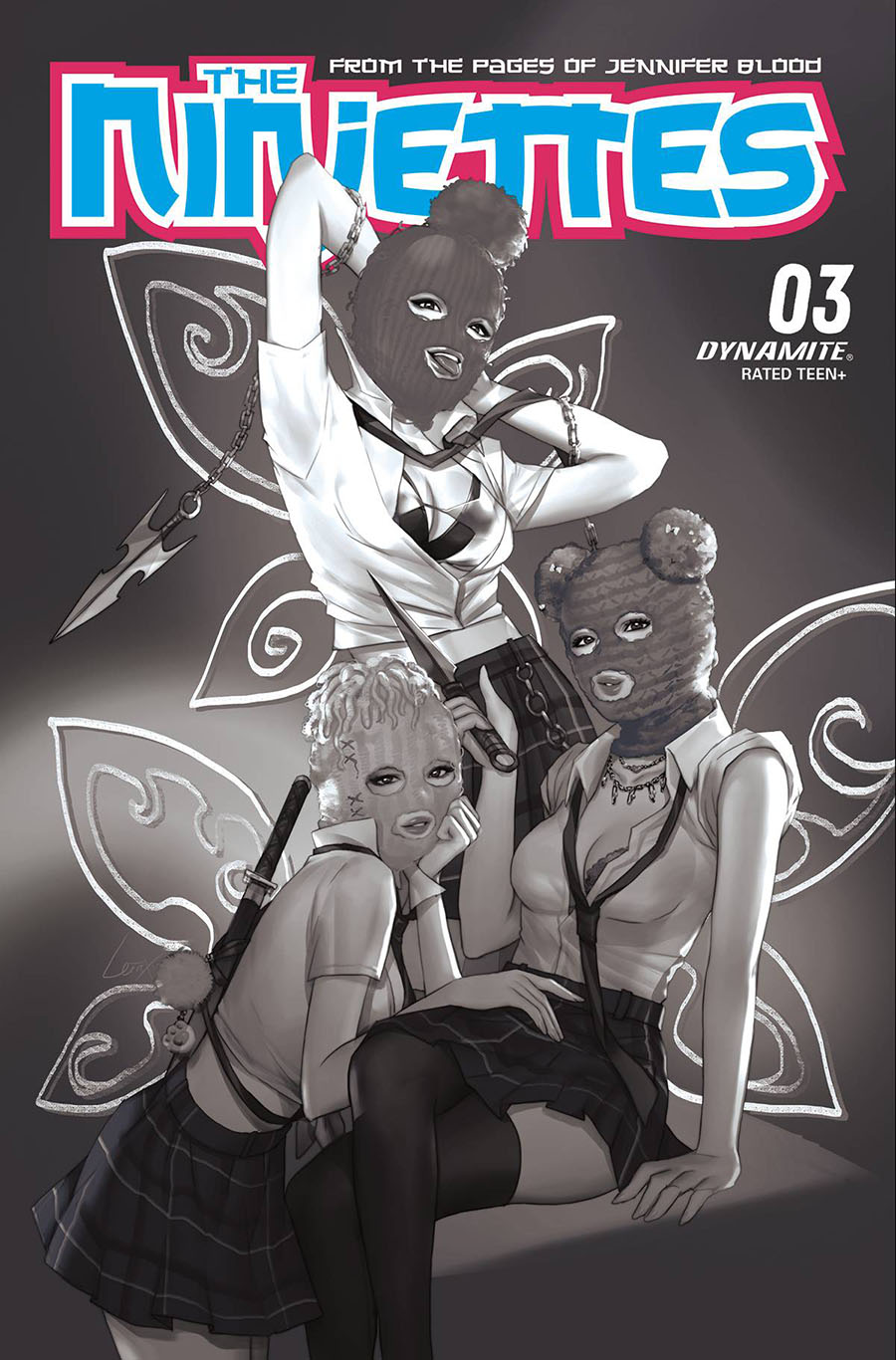 Ninjettes #3 Cover M Incentive Lesley Leirix Li Black & White Cover